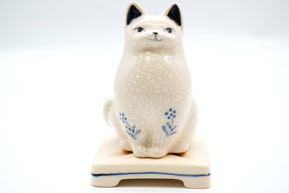 Amazon｜ねこ香炉 墨貫入 かわいい猫型の香炉 陶器製 ミニ寸